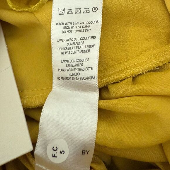 ASOS Bandeau Yellow Sleeveless Wide Leg Jumpsuit Chiffon Ruched Body - Picture 8 of 12